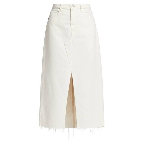 Frame  Midaxi Angled Seam Midi Jean Skirt in Ecru 31 - Picture 3 of 3